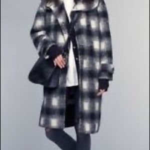Banana Republic Plaid Long Wool Coat